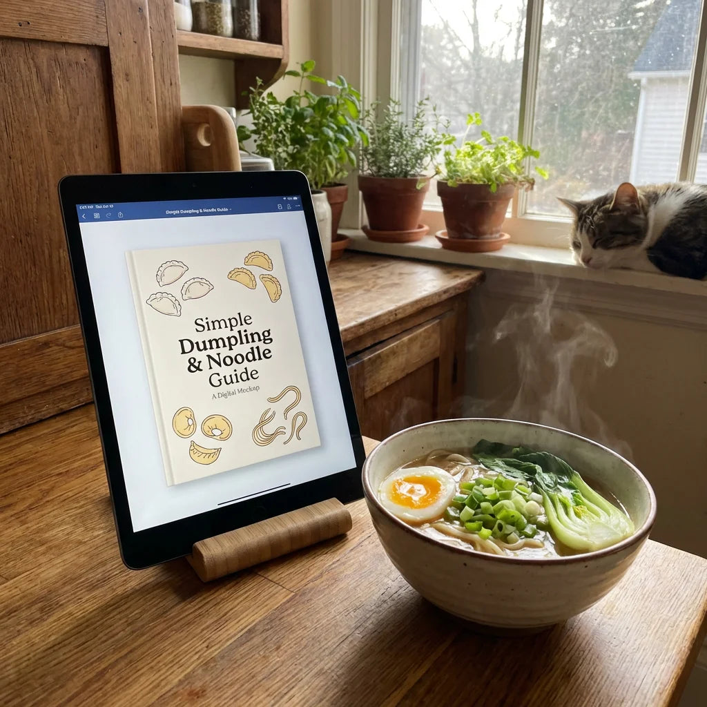Dumpling Guide - tablet with noodle bowl