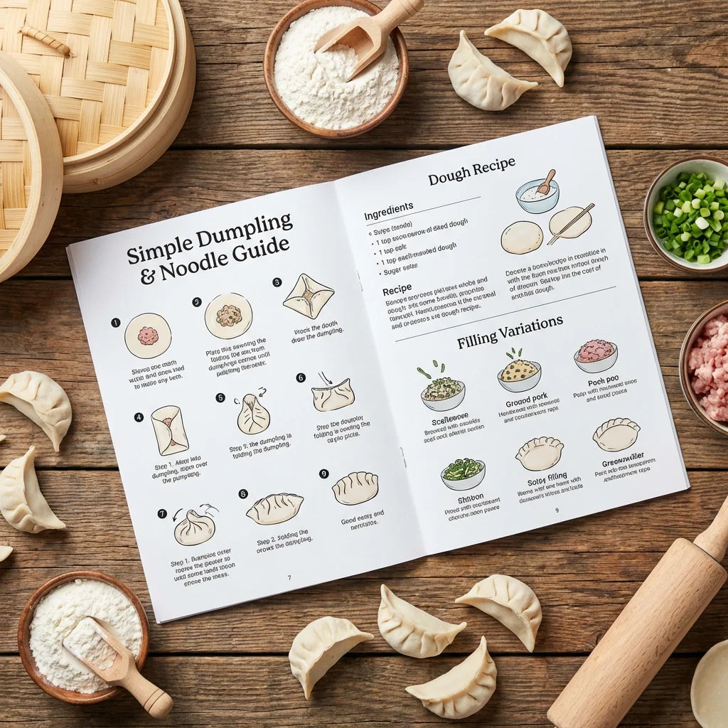 Simple Dumpling & Noodle Guide - folding steps detail